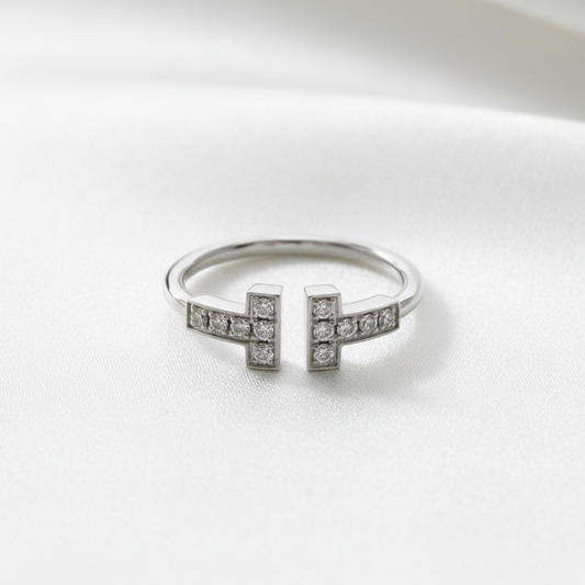Tiffany T-wire Diamond Ring White Gold (18K) Fashion Diamond Band Ring Silver