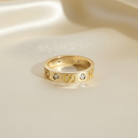 Gucci Icon Ring Diamond Pink Gold (18K) Fashion Diamond Band Ring Pink Gold