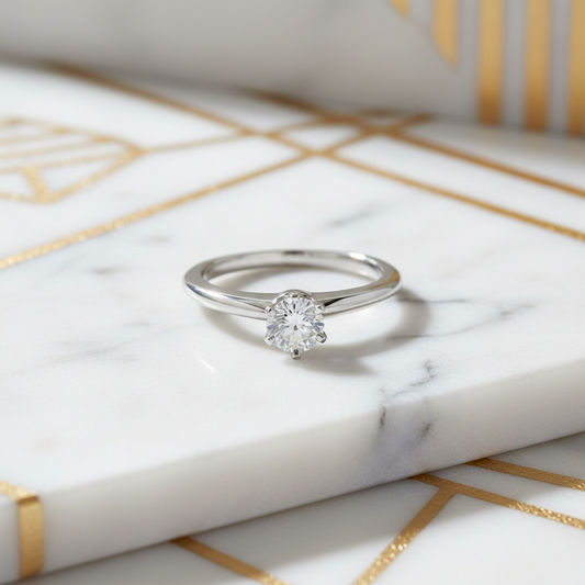 Tiffany Solitaire Diamond Ring Platinum Fashion Diamond Band Ring Carat/0.33 Silver