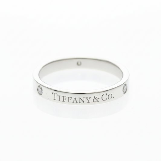 Tiffany Flat Band Ring With Diamonds Platinum Fashion Diamond Band Ring Silver