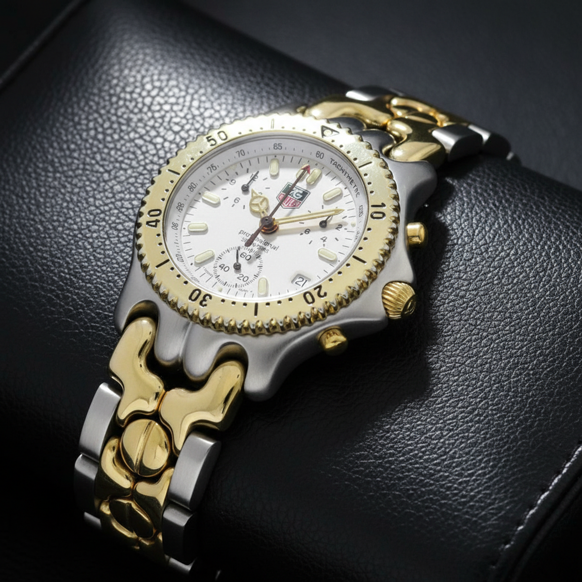 TAG HEUER Sel Chronograph Gold Plated Steel Watch CG1120 Polished