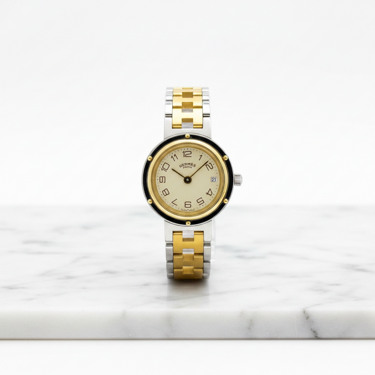 HERMES Clipper Gold Plated Steel Ladies Watch Polished