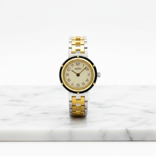 HERMES Clipper Gold Plated Steel Ladies Watch Polished