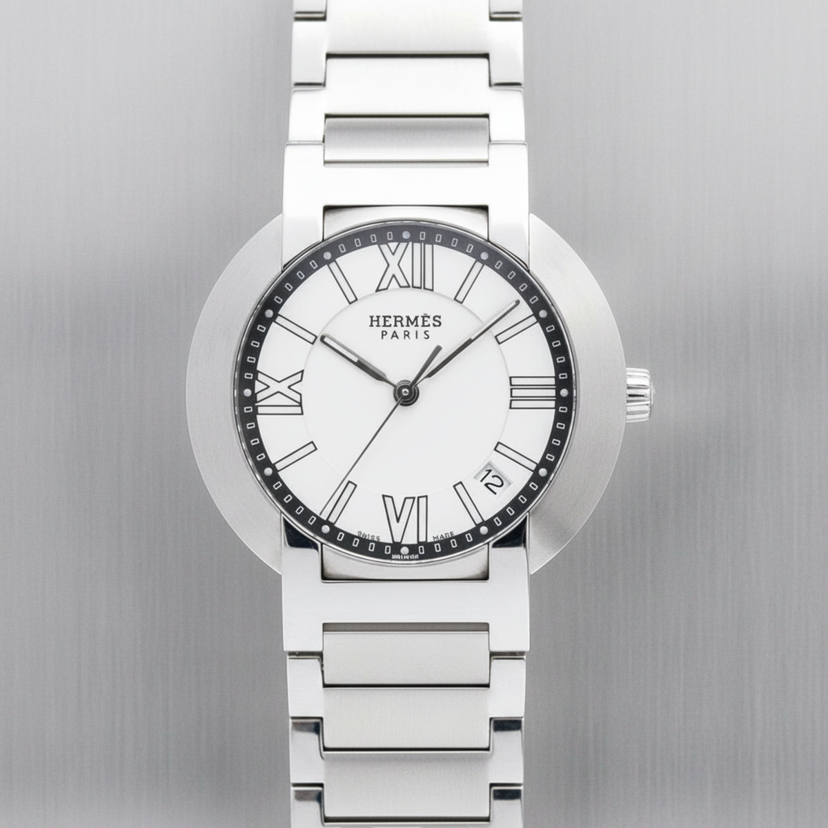 HERMES Nomade Stainless Steel Auto Quartz Mens Watch NO1.710 Polished