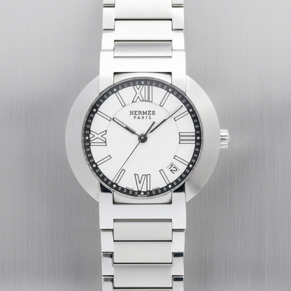 HERMES Nomade Stainless Steel Auto Quartz Mens Watch NO1.710 Polished