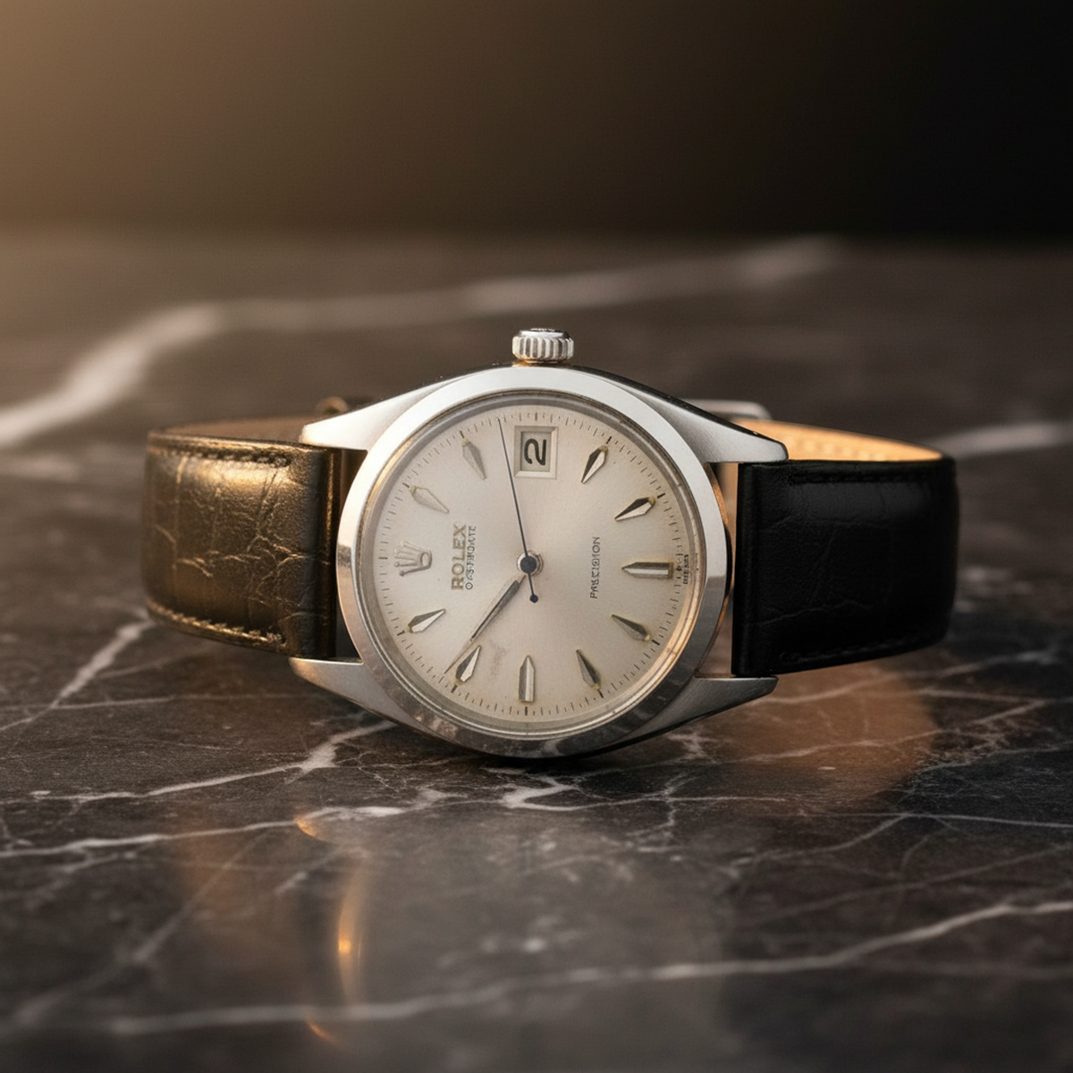 ROLEX Oyster Date Precision 6494 Steel Hand-Winding Mens Watch Vintage