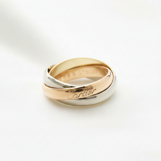 Cartier Trinity Ring Yellow Gold (18K),Pink Gold (18K),White Gold (18K) Fashion No Stone Band Ring Gold