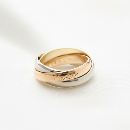 Cartier Trinity Ring Yellow Gold (18K),Pink Gold (18K),White Gold (18K) Fashion No Stone Band Ring Gold