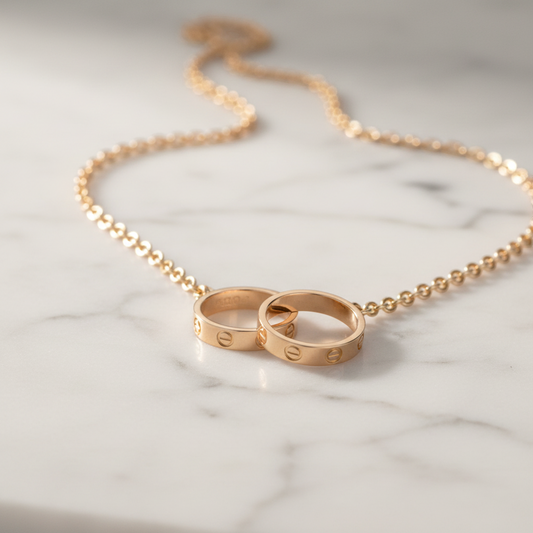 Cartier Baby Love Necklace Pink Gold (18K) No Stone Men,Women Fashion Pendant Necklace (Pink Gold)