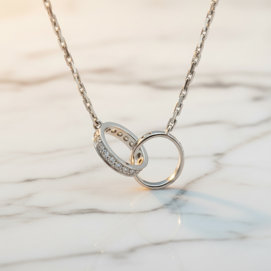 Cartier Baby Love Diamond Necklace White Gold (18K) Diamond Men,Women Fashion Pendant Necklace (Silver)