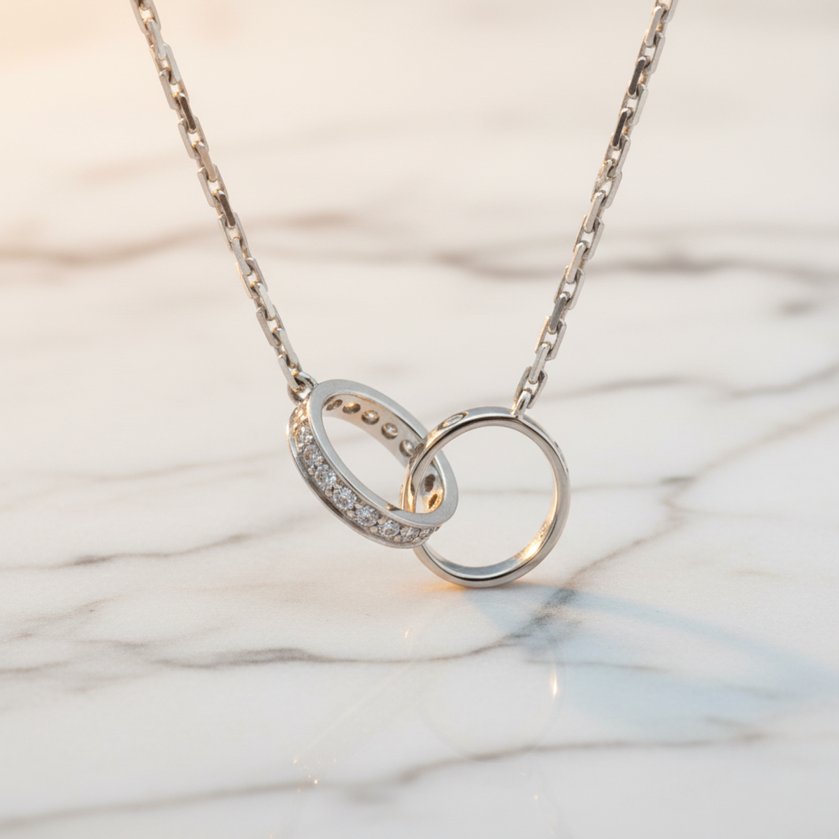 Cartier Baby Love Diamond Necklace White Gold (18K) Diamond Men,Women Fashion Pendant Necklace (Silver)