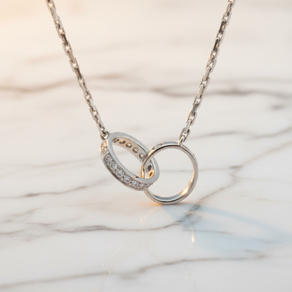 Cartier Baby Love Diamond Necklace White Gold (18K) Diamond Men,Women Fashion Pendant Necklace (Silver)