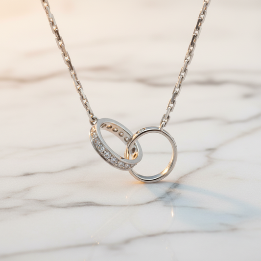 Cartier Baby Love Diamond Necklace White Gold (18K) Diamond Men,Women Fashion Pendant Necklace (Silver)