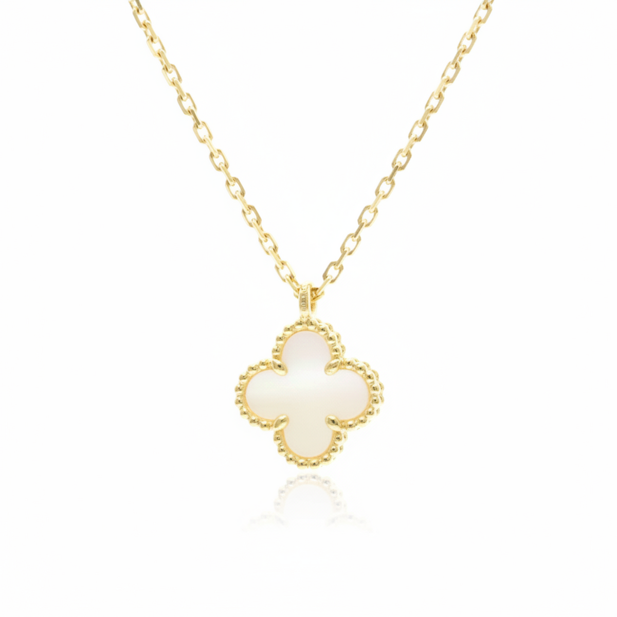Van Cleef & Arpels Sweet Alhambra Necklace Yellow Gold (18K) Mother Of Pearl Women,Men Fashion Pendant Necklace (Gold)