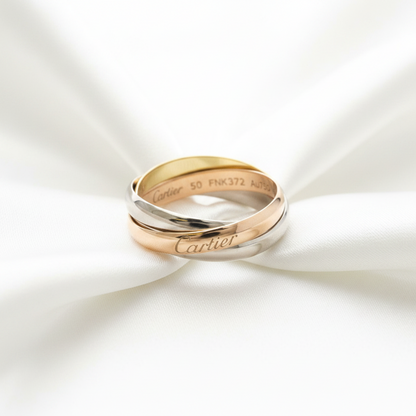 Cartier Trinity Ring Yellow Gold (18K),Pink Gold (18K),White Gold (18K) Fashion No Stone Band Ring Gold