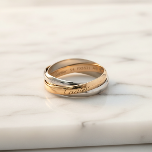 Cartier Trinity Ring Yellow Gold (18K),Pink Gold (18K),White Gold (18K) Fashion No Stone Band Ring Gold