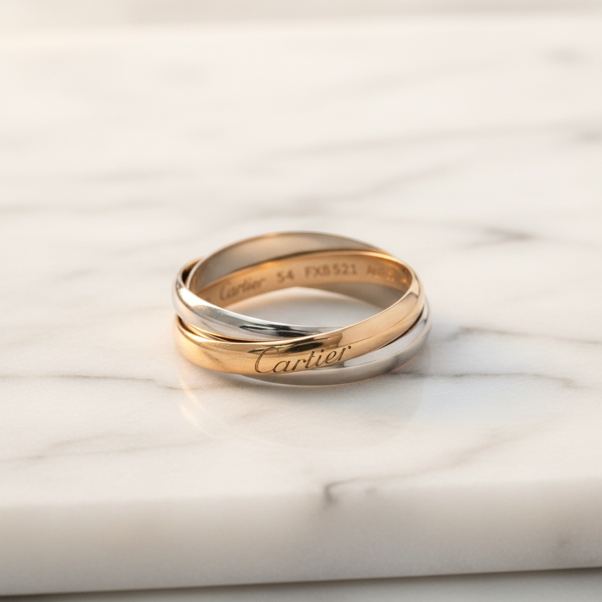 Cartier Trinity Ring Yellow Gold (18K),Pink Gold (18K),White Gold (18K) Fashion No Stone Band Ring Gold