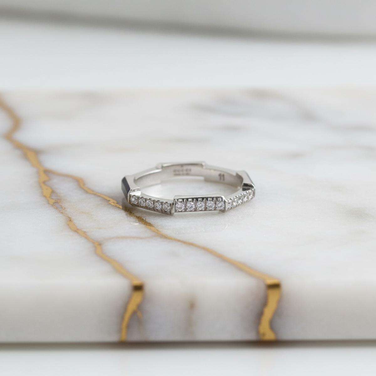 Gucci Link To Love Ring Diamond Platinum Fashion Diamond Band Ring Silver