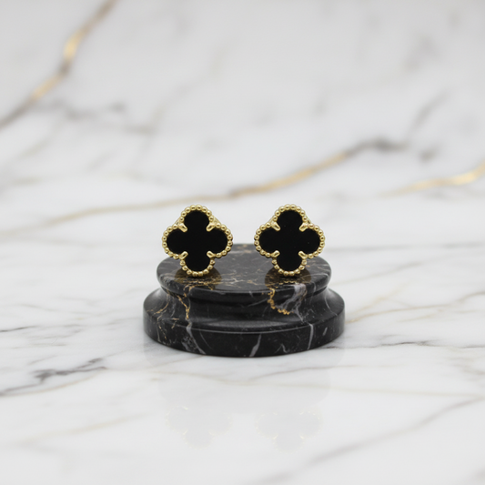 Van Cleef & Arpels Sweet Alhambra Earrings Onyx Yellow Gold (18K) Stud Earrings Gold