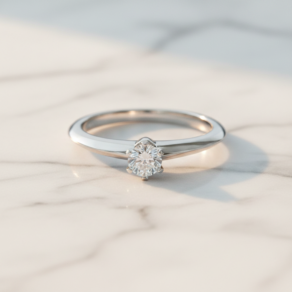 Tiffany Solitaire Diamond Ring Platinum Fashion Diamond Band Ring Carat/0.21 Silver