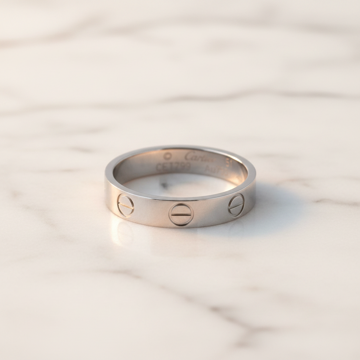 Cartier Mini Love Ring White Gold (18K) Fashion No Stone Band Ring Silver