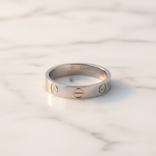 Cartier Mini Love Ring White Gold (18K) Fashion No Stone Band Ring Silver