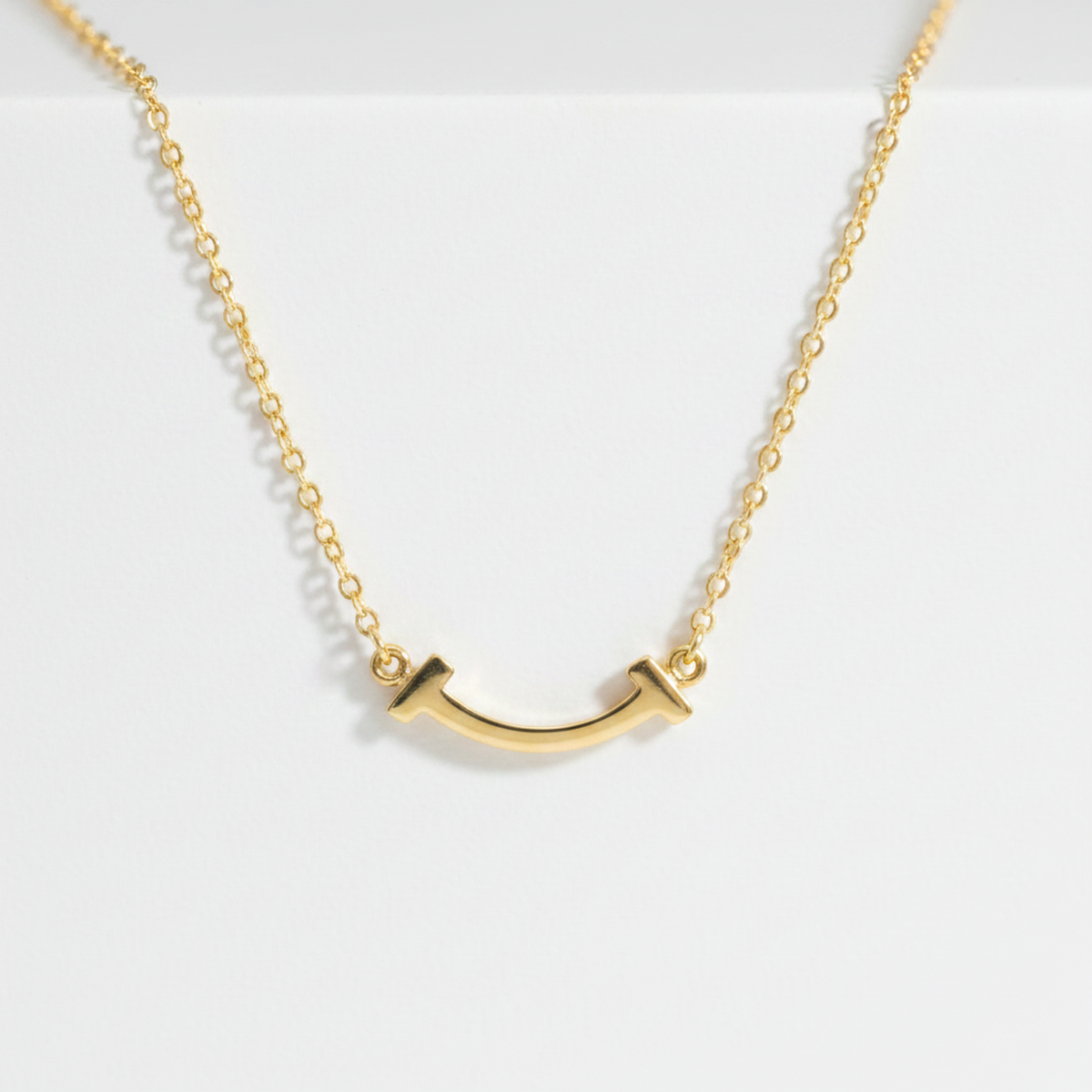 Tiffany Tiffany T Smile Micro Size Necklace Pink Gold (18K) No Stone Men,Women Fashion Necklace (Pink Gold)