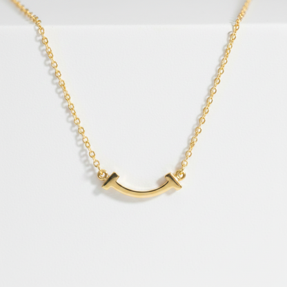 Tiffany Tiffany T Smile Micro Size Necklace Pink Gold (18K) No Stone Men,Women Fashion Necklace (Pink Gold)