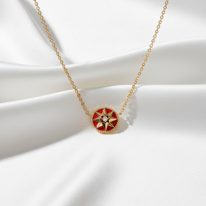 Christian Dior Rose De Vent Necklace Pink Gold (18K) Diamond,Carnelian Women,Men Fashion Necklace (Pink Gold)