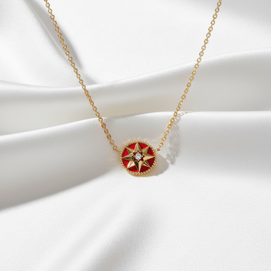 Christian Dior Rose De Vent Necklace Pink Gold (18K) Diamond,Carnelian Women,Men Fashion Necklace (Pink Gold)
