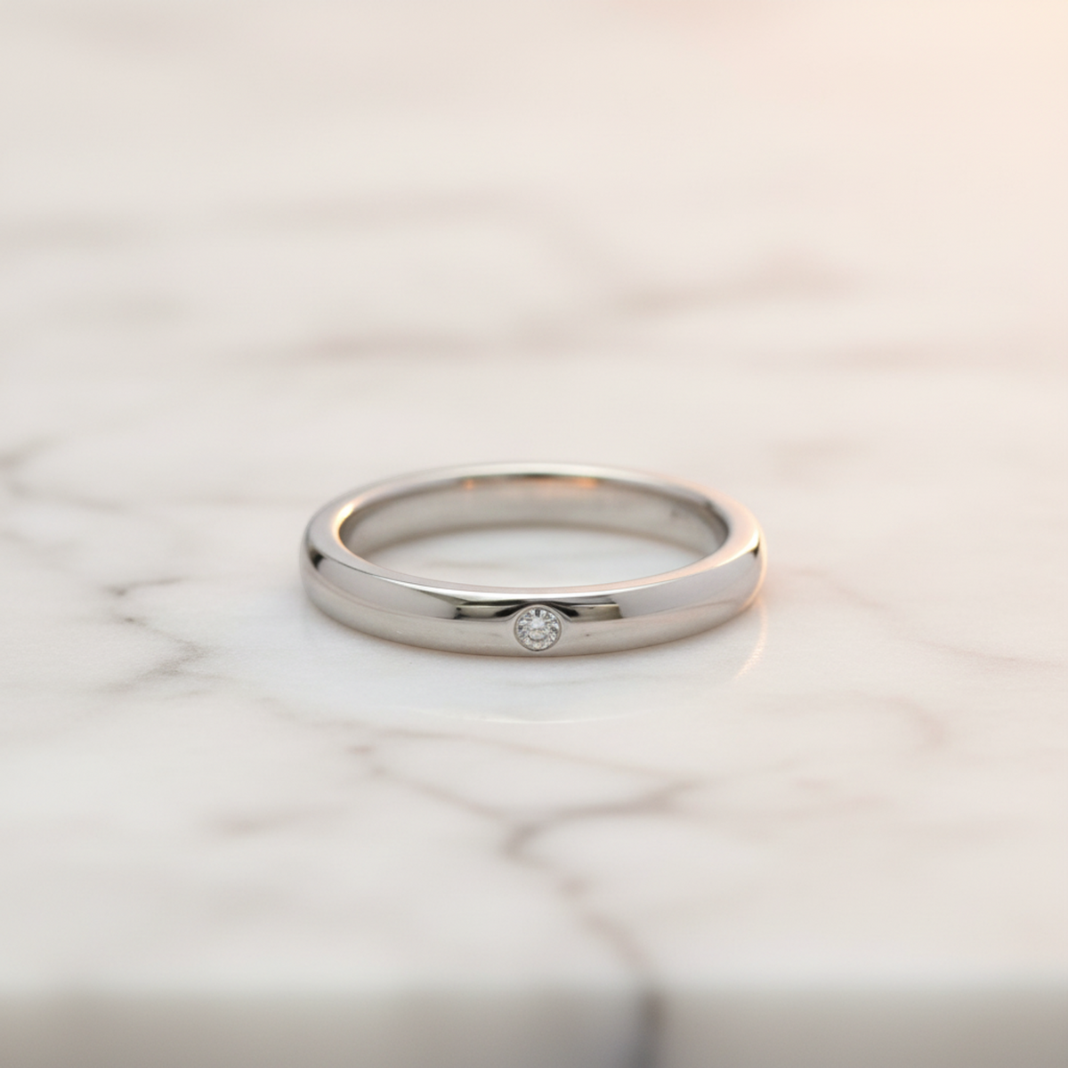 Tiffany Stacking Band Ring 1P Diamond Platinum Fashion Diamond Band Ring Silver