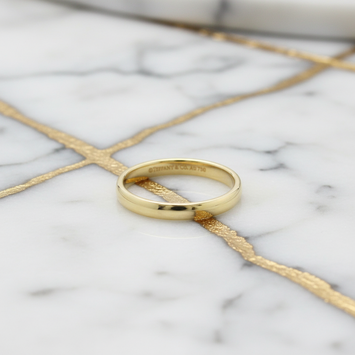 Tiffany Wedding Band Rings Yellow Gold (18K) Fashion No Stone Band Ring Gold