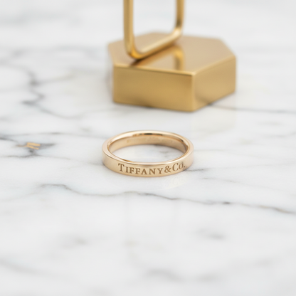 Tiffany Flat Band Ring Pink Gold (18K) Fashion No Stone Band Ring Pink Gold