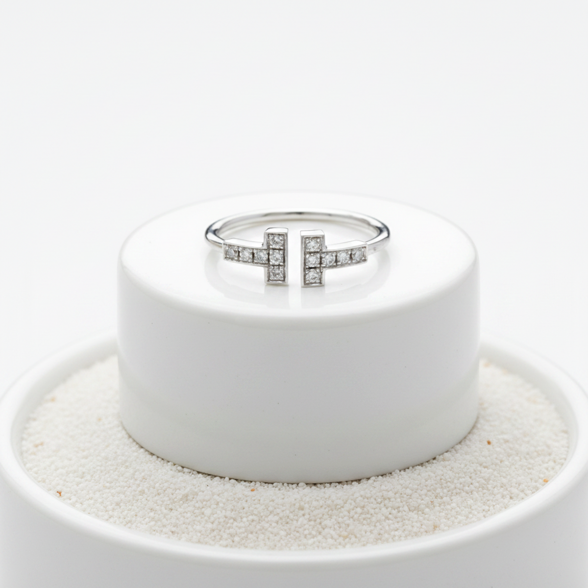 Tiffany T-wire Ring With Diamond White Gold (18K) Fashion Diamond Band Ring Silver