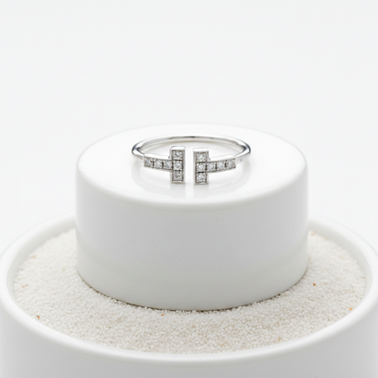 Tiffany T-wire Ring With Diamond White Gold (18K) Fashion Diamond Band Ring Silver