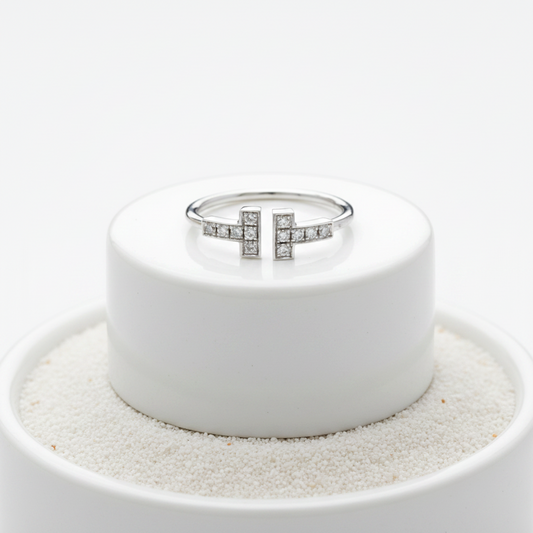 Tiffany T-wire Ring With Diamond White Gold (18K) Fashion Diamond Band Ring Silver