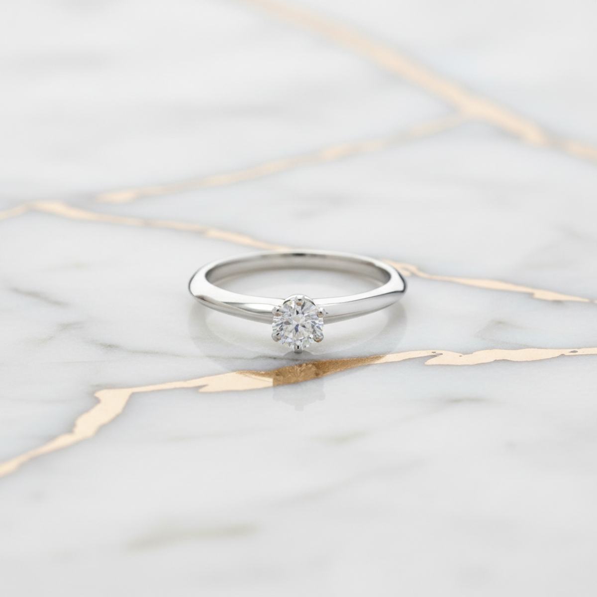 Tiffany Solitaire Diamond Ring Platinum Fashion Diamond Band Ring Carat/0.29 Silver
