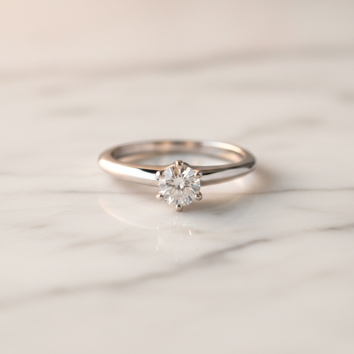 Tiffany Solitaire Diamond Ring Platinum Fashion Diamond Band Ring Carat/0.33 Silver