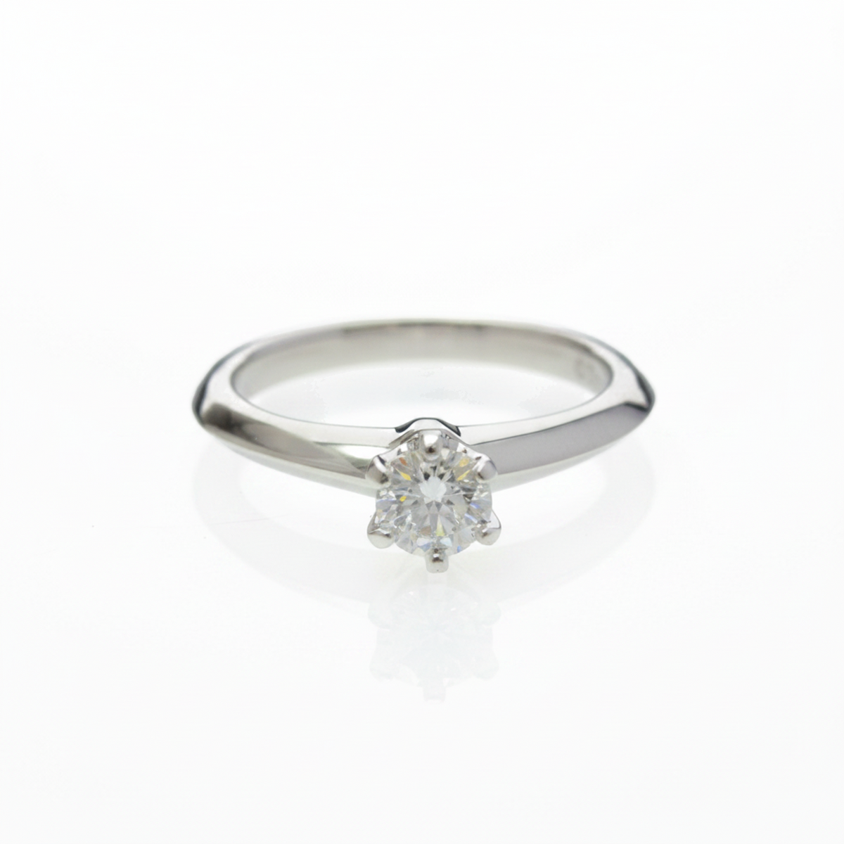 Tiffany Solitaire Diamond Ring Platinum Fashion Diamond Band Ring Silver