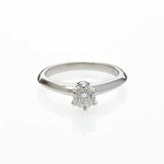 Tiffany Solitaire Diamond Ring Platinum Fashion Diamond Band Ring Silver