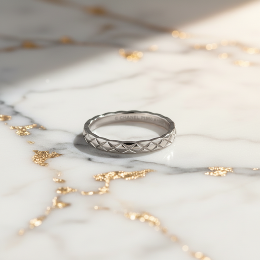 Chanel Coco Crush Ring Mini Model Platinum Fashion No Stone Band Ring Silver