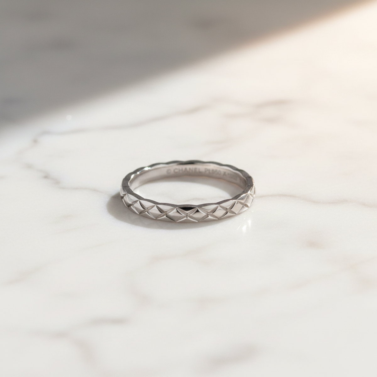 Chanel Coco Crush Ring Mini Model Platinum Fashion No Stone Band Ring Silver