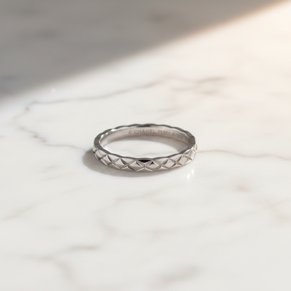 Chanel Coco Crush Ring Mini Model Platinum Fashion No Stone Band Ring Silver