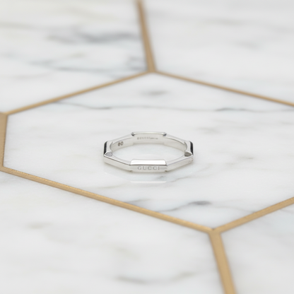 Gucci Link To Love Ring White Gold (18K) Fashion No Stone Band Ring Silver
