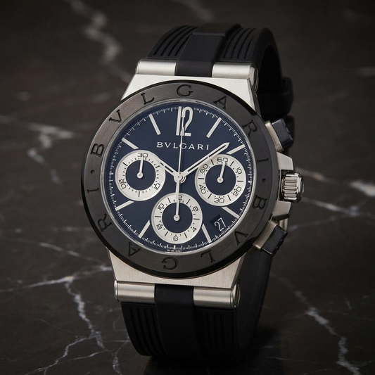 BVLGARI Diagono Chronograph Ceramic Steel Automatic Unisex Watch DG37SCCH Polished