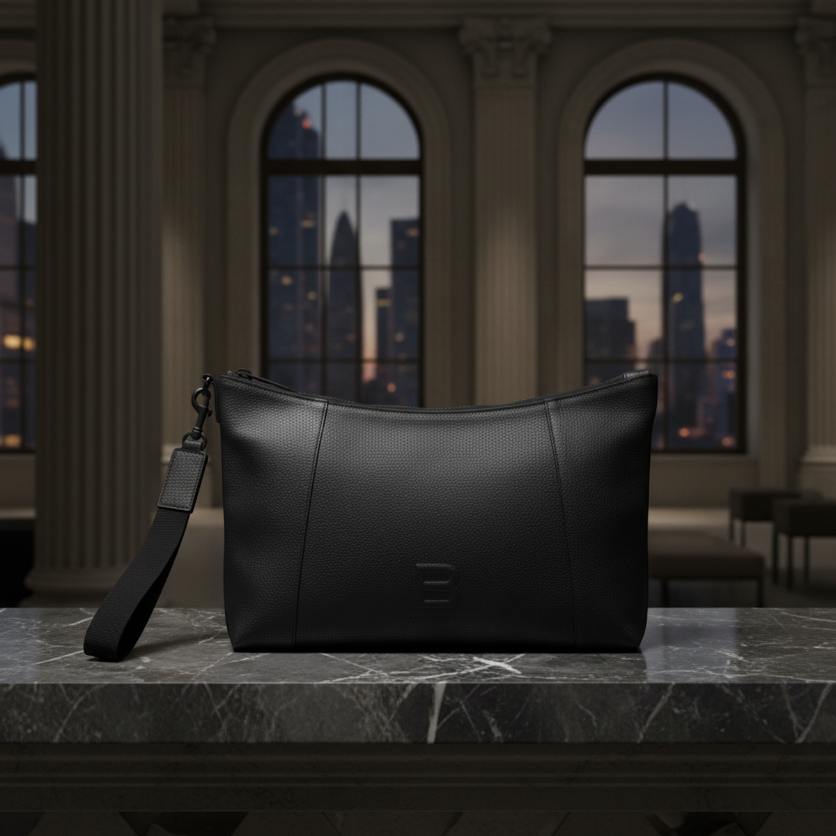 Balenciaga Hourglass 644723 Women,Men Leather Clutch Bag,Pouch Black