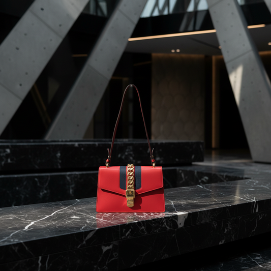 Gucci Sylvie 421882 Women's Leather Shoulder Bag Red Color