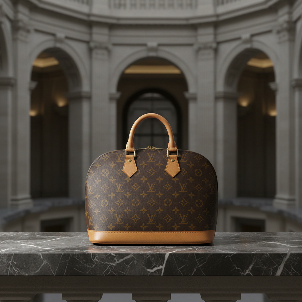 Louis Vuitton Monogram Alma M51130 Women's Handbag Brown