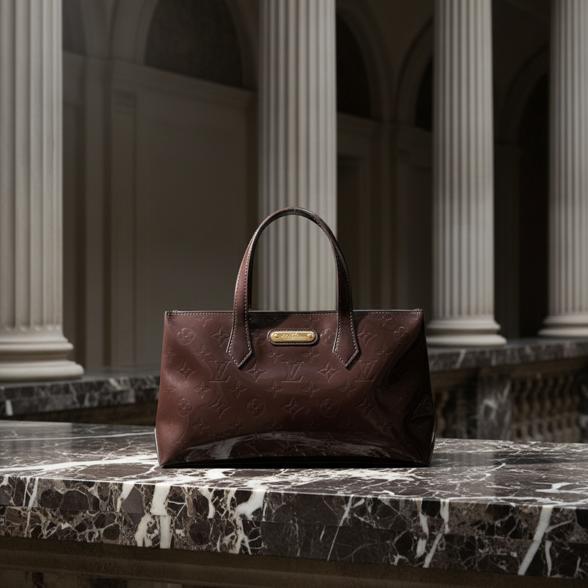 Louis Vuitton Monogram Vernis Wilshire PM M93641 Women's Handbag Amarante