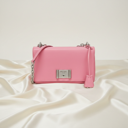 Prada SOFT CALF 1BD009 Women's Leather Shoulder Bag Pink